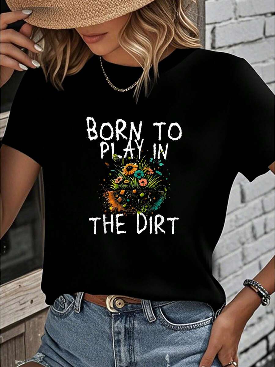 Born To In - Nature And Gardening Lover-Shirt         Graphic Tees Women Crop Tops Summer Outfits Women Summer Tops-Shirt