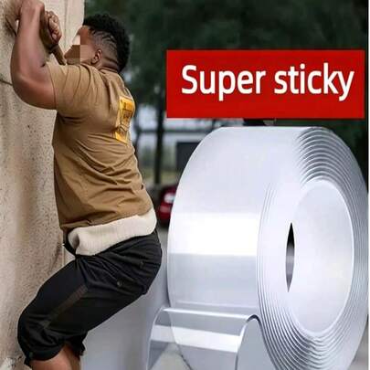 Heavy Duty Waterproof Double-Sided Nano Tape, Double-Sided Adhesive - Super Sticky, Reusable And Multi-Purpose Glue - Ideal For Christmas Decorations And DIY, Essential For Household Use