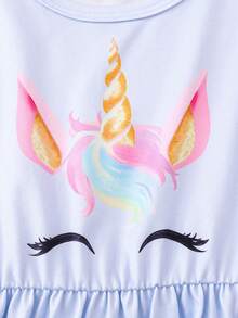 Chatreadl Bộ 3 váy tay bồng bềnh họa tiết ngựa con và hoa dễ thương cho bé gái, chất liệu vải lụa sữa mềm mại, thời trang xuân/hè, dành cho các bé gái - Nhiều màu - Xem 5