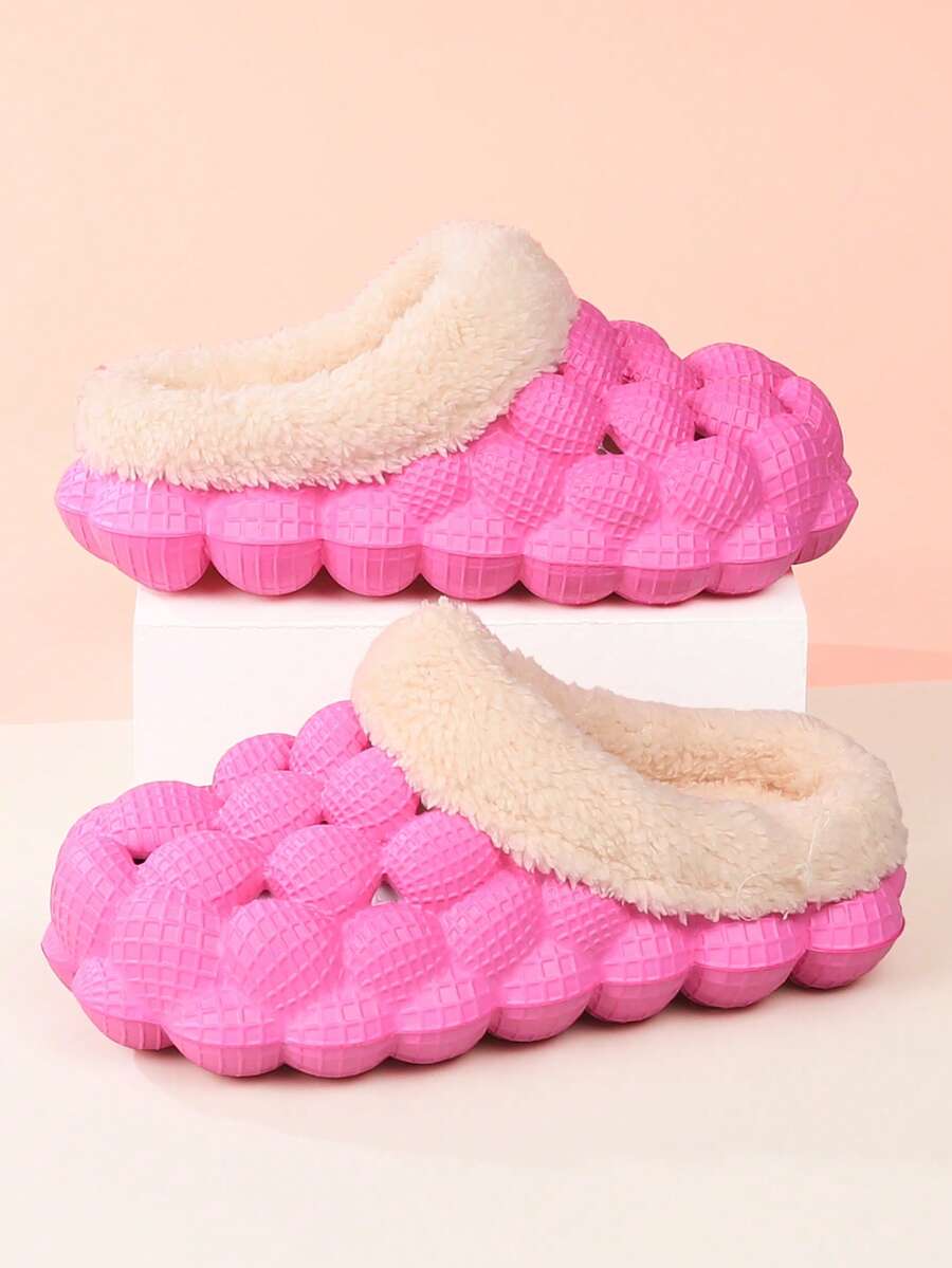 Peanut Shaped Warm Slippers For Boys And Girls, Fashion Versatile Indoor/Outdoor Wear, Lightweight EVA Sole