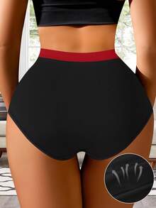 QUASTI 4-Pack Of Women's Plus-Size Briefs, Comfortable And Breathable, With A High-Rise Waist, Tummy Control, Body Shaping, And Hip Lift. Contrast Color Design - Multicolor - View 3
