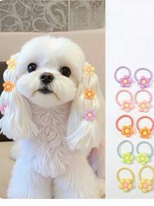 Zufällige Blume, Schleife, Tier Haargummis, süß und ungefährlich für das Haar, geeignet für Katze, Hund und kleine Tiere Dekoration