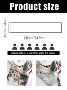 1 pièce Nappe thème de Noël, 35x180cm, thème de Noël vintage, motif d'église enneigée, thème des fêtes de Noël pour décoration de table à manger, convient pour les restaurants, les salons, les rassemblements familiaux de Noël, tissu d'hiver.
