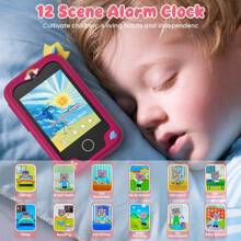 Juguetes para niñas, juguetes para niños, smartphone, dispositivos de aprendizaje con estuche de silicona con diseños de dibujos animados lindos - Compatible con música, historias, aprendizaje de palabras, cámara y talla grande de 20 aplicaciones integradas, pantalla táctil de 2.8 pulgadas, tarjeta de memoria de 8GB, ideal para niños de 3+ años, regalo perfecto para niños