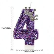 Ensemble de bougies d'anniversaire avec couronne violette pailletée et numéros, idéal pour les décorations de fête d'anniversaire, convient aux garçons et aux filles