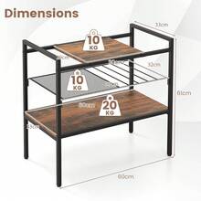 GOFLAME Industrial Console Table Sofa Side Table With Removable Panel & Mesh Shelf, 3-Tier Entryway Table With Metal Frame For Living Room, Foyer, Hallway, Kitchen, Easy Assembly, Rustic Brown - Brown - View 2