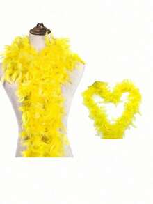 1/5 件人造彩色羽毛围巾 6.6 英尺女士羽毛围巾，适用于舞蹈婚礼派对万圣节、舞台装饰节日派对头饰配饰服装配饰、围巾装饰，适用于生日派对、万圣节、圣诞节、赛马、茶会、除夕夜、音乐会和家居装饰、舞蹈婚礼、舞台表演、狂欢节服装及配饰、派对用品，是送礼的理想选择 - 彩色 - 查看 4