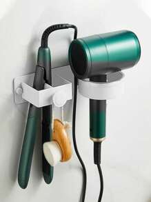 Hair Dryer Stand, Wall-Mounted Non-Drilling Bathroom Hair Dryer Storage Rack, Straightener Electric Clamp Iron Storage Rack, Hair Curler Storage Rack For Barber Shops In Bathrooms, Hair Dryer Ironing Board Stand, Bathroom Accessories, Room Decor