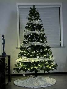 لفة شريط شبكي لتزيين شجرة الميلاد، شبكة بيضاء للديكور، شبكة توليل ذهبية، شبكة ديكورية للأعياد، لفة شريط شبكي أساسي بخطوط بيضاء 10 ياردات شريط شبكي أبيض لشجرة الميلاد، لصنع الفيونكات، تغليف الهدايا، ديكور الحفلات والزفاف، مناسب للشجرة والإكليل والإكساء الشبكي لديكورات الميلاد والشتاء في المنزل وهدايا الميلاد وديكورات الميلاد