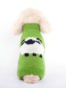 1pc Pet Puppy/Kitten Sweater, Warm Knitted Pullover With Ins-Style Sheep Pattern, Suitable For Small/Medium Dogs & Cats In Cold Seasons
