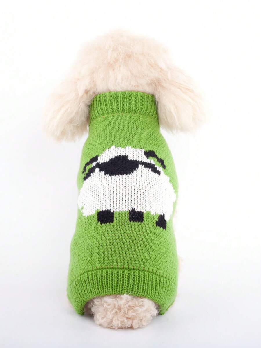 1pc Pet Puppy/Kitten Sweater, Warm Knitted Pullover With Ins-Style Sheep Pattern, Suitable For Small/Medium Dogs & Cats In Cold Seasons