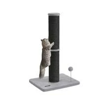 Feandrea Cat Scratching Post, 85 Cm Tall Cat Scratcher For Medium And Large Cats, Furniture Scratching Deterrent Sisal Scratch Pole, Spring Pompom With Built-In Bell, Ink Black