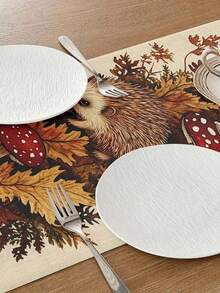 1 件秋季温暖刺猬蘑菇桌旗 - 线条面料，质朴自然风格的家居装饰，带有秋叶设计，非常适合餐桌、咖啡桌和电视柜，增强自然氛围，桌面装饰（13x35.4/47.2/63/72/78.7 英寸） - 彩色 - 查看 6