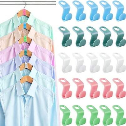 100pcs Plastic Clothes Hanger Connectors, Cascading Hanger Hooks Extender Clips, Space Saving Hooks And Clips For Heavy Duty Hangers Or Closets