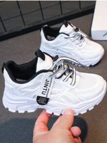 Boys & Girls Running Shoes, Casual Sports Sneakers With Hook & Loop Closure, Lightweight Mesh Breathable Upper, Striped Pattern, Low-Top Design, Suitable For Daily Wear, Running And Leisure Activities - Spring/Autumn/All Season - Black - View 9