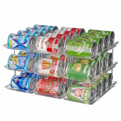 Scaffale portaoggetti per lattine per bevande a 3 livelli, organizer per barattoli di spezie per mensola da cucina, organizer per lattine retrattile per dispensa, scaffale portaoggetti per lattine