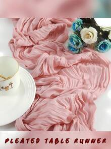1 Piece Pink Pleated Table Runner, Foldable Solid Color Tablecloth, Pink-Themed Birthday & Wedding Decoration, Holiday Home & Party Table Arrangement, Gift For New Year, Christmas, Halloween And Other Festivals, Suitable For Weddings / School Homecoming Ceremonies, Christmas Decoration, Halloween, Father's Day