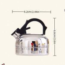 1pc/2pcs/9pcs Silver Mini Teapot Shaped Mechanical Timer, Cute & Compact Design, Free Time Setting, Loud Alarm, No Battery Needed, Suitable For Kitchen, Bedroom, Study, Workout, Etc.