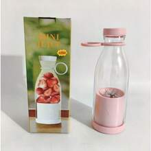 Mini Liquidificador Portátil 400ml 6 Lâminas Inox - Recarregável USB - Mini Fresh Juice Rosa e Azul - Rosa Bebê - Visão 10