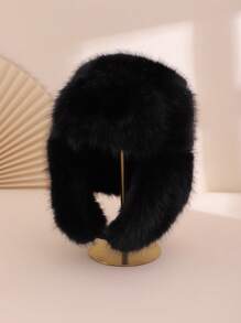 1 件女士双色加厚保暖内衬防风时尚休闲捕手帽，适合冬季、日常、滑雪、户外运动