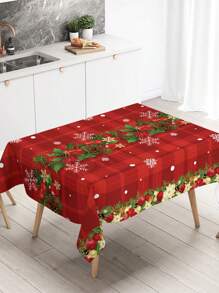 1 块圣诞桌布，一次性 220*130 厘米 PE 红色格子桌布，带圣诞球、红花、雪花、松果图案，圣诞快乐氛围桌布，圣诞快乐装饰，圣诞节装饰，家居圣诞装饰，圣诞饰品，厨房用品，节日桌面装饰，桌面装饰，家居装饰 - 彩色 - 查看 9