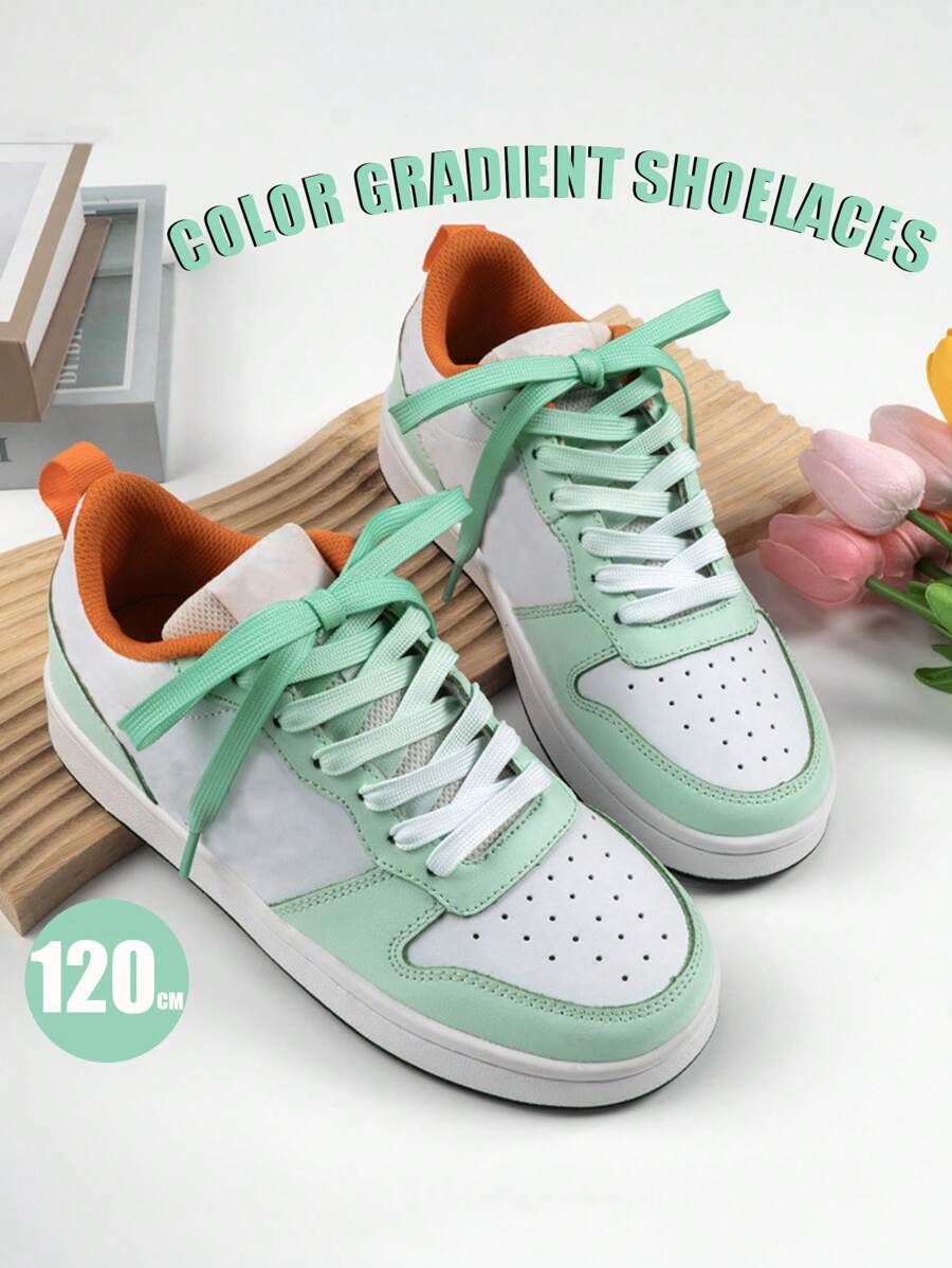 1 par de cordones de zapatos de moda con degradado de color, disponibles en múltiples colores, cordones elegantes para tenis, zapatos casuales, accesorios para zapatos