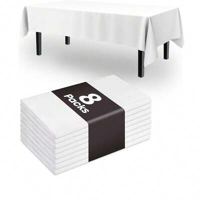 4pcs/8pcs Thick Disposable Solid Color Plastic Tablecloths, 137x274cm Rectangle, Suitable For Birthday Party, Wedding Decoration