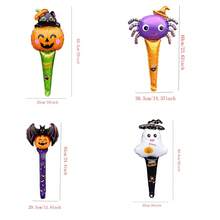 5/10pcs Halloween Theme Stick Balloons Bat Pumpkin Ghost Shape Hand A Stick Air Balloon Halloween Party Decoration - Multicolor - View 9