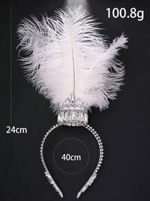 1 Stück Silber-Weiß Feder Strass Ball Tiara, geeignet für Bälle oder Aufführungen als Kopfschmuck für Frauen, übertrieben eleganter, exotischer Kronenstil, Haarzubehör, Haarstyling-Tools, Schönheitszubehör, Locken-Accessoires für Frauen, Herbst, Reisen, Frauenzubehör, Haraccessoires, Herbst, Frauenharaccessoires, Haarstyling-Tools, Haraccessoires, Zubehör, Schönheitszubehör, Geschenke, Reisen, Geschenke für Frauen, Stocking Stuffers