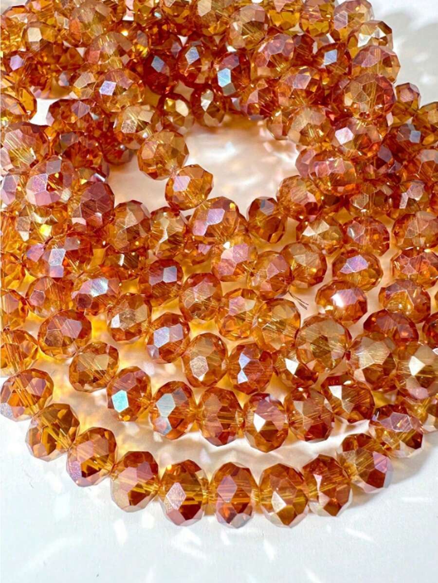 1Strand 4-8mm Champagne Glass Beads Faceted Austria Crystal Round Loose Beads DIY For Bracelets Jewelry Making - Rượu sâm banh - Xem 1