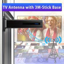 Antena de TV HD de señal súper 360° - Alcance de transmisión HD gratuita de 580 millas, compatible con 4K1080p, fácil instalación, ideal para áreas urbanas y rurales, diseño negro suave, antena exterior de amplio alcance | Acabado negro elegante | Antena de configuración sencilla