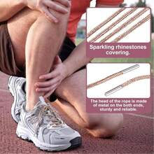 1 par de cordones de 120 cm de color champán con adornos de rhinestone. Cordones deportivos DIY elegantes adecuados para zapatillas y zapatos casuales.