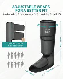 Nekteck Leg Massager With Air Compression For Circulation And Relaxation, Foot And Calf Massage Machine With Hand-Held Controller 2 Modes 3 Intensities, Adjustable Leg Wraps For Home And Office Use - Black - View 5