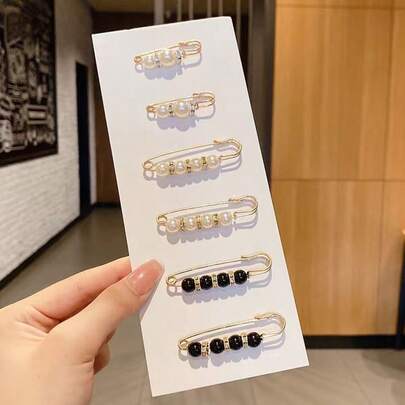 6件腰带夹、衣服扣件、毛衣胸针、珍珠防曝光别针（无卡）