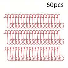 60pcs Christmas Decoration Hooks, Ornament Hangers, Christmas Metal Wire, Silver & Gold Hooks, Red & Green Hanging Hooks, Christmas Tree Decor, Christmas Accessories Metal Small Hanging Clips, Christmas S-Hooks - Multicolor - View 14