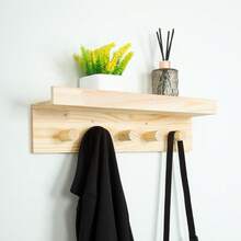 5-Pin Solid Wood Coat Rack Shelf – Stylish Organization - Multicolor - Ver 1