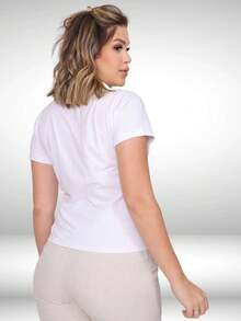 Polo Neck Blouse With Short Sleeves And Functional Buttons Comfortable Women's Fashion - White - View 5