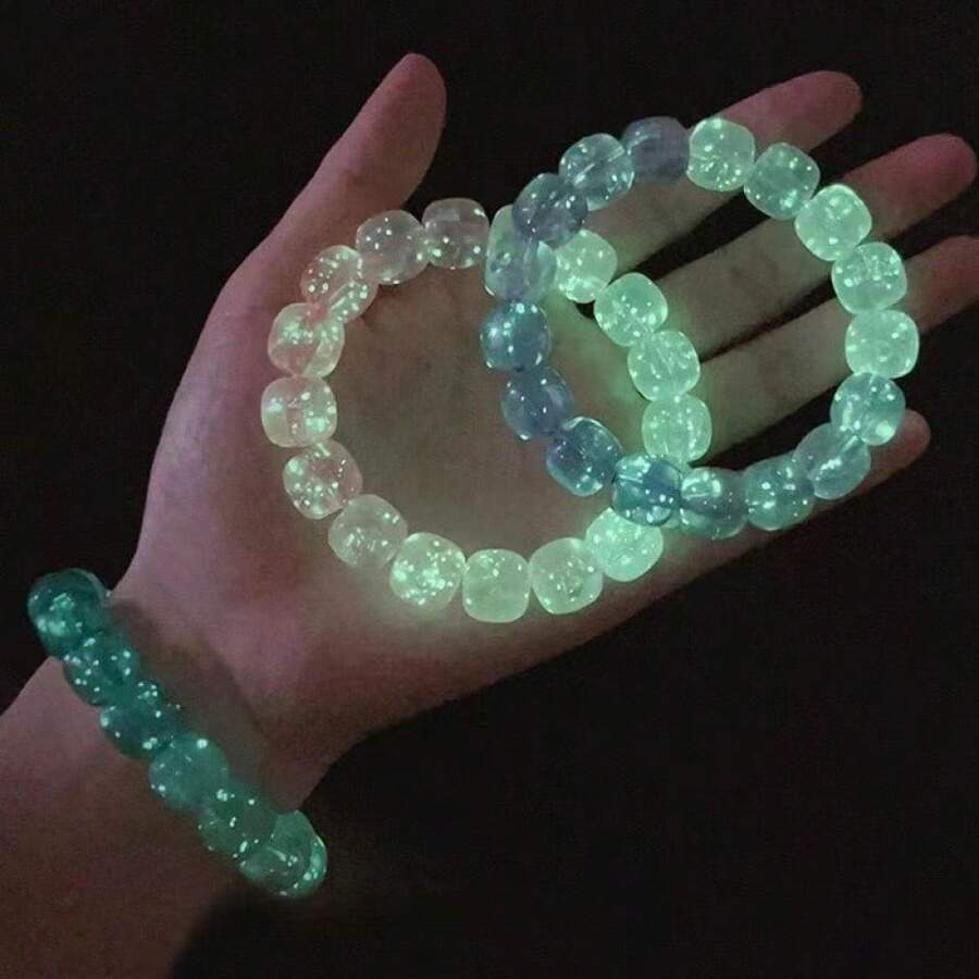 1PCS   Galaxy Starry Sky ~ Luminous Ice Bracelet, Gradient Color Couple Bracelet, Beaded Bracelet, Jewelry, Holiday Gift - slumpmässig - Visa 1