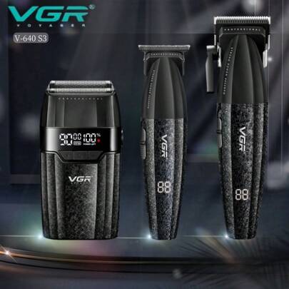 VGR VGR Hair Clipper Electric Cordless Hair Trimmer 9000 RPM Digital Display Trimmer Set Adjustable Trimmer Men Clipper Professional Barber Hair Clipper V-640 S3