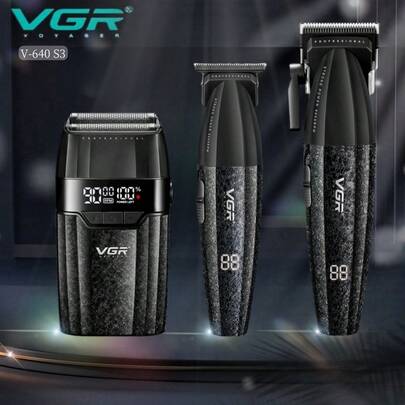  VGR Hair Trimmer Professional 9000 RPM Trimmer Set Digital Display Reciprocating Shaver Electric Trimmer Men Clipper Digital Display Clippers Set Charging Model Barber Hair Clipper V-640 S3