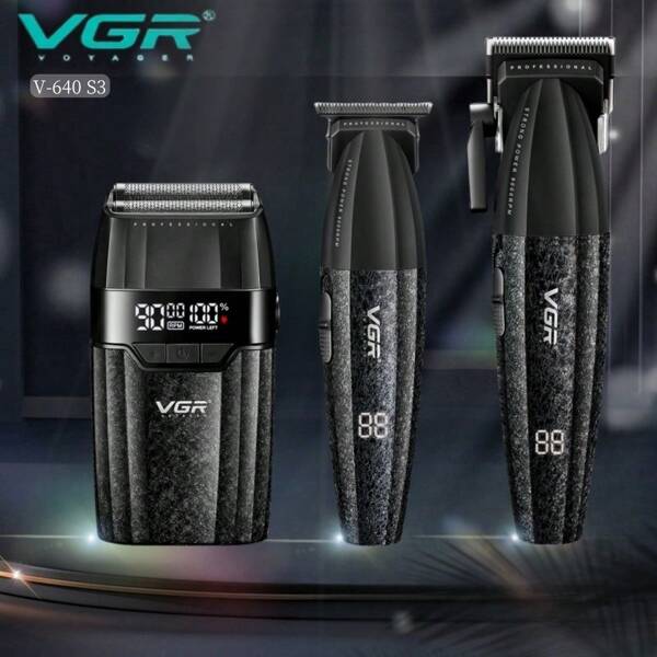 VGR Cortadora de pelo eléctrica inalámbrica VGR, recortadora digital con pantalla a 9000 RPM, set de recortadora ajustable para hombres, cortadora de pelo profesional para barberos V-640 S3