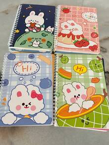 4 دفاتر ملاحظات حلزونية بحجم A5 - غلاف ناعم متين، يومية، دفتر حسابات، دفتر ملاحظات، تجليد سلكي مزدوج، مناسب للطلاب والمكتب والمحترفين (ألوان عشوائية)