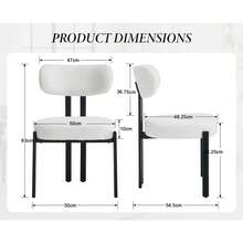 WAHSON OFFICE CHAIRS Set Of 2 Modern Dining Chairs Chenille Armless Kitchen Chairs With Metal Legs For Living Room - White - View 5