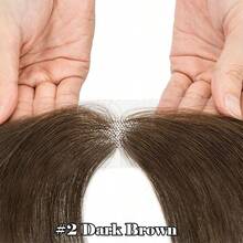 Women Forehead Hairline Toupee Human Hair Skin Lace Hairpieces Full Lace 100% Real Human Hairpieces Cover Up Patch Receding Hairline Straight Hair Topper Wigs - #2 Dark Brown - View 4