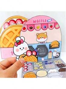 One Size Homemade Waffle Paper Toy Book For Quiet Book, Food Crafting, And Cute Paper Dolls With Materials For Decompression And Scrapbooking