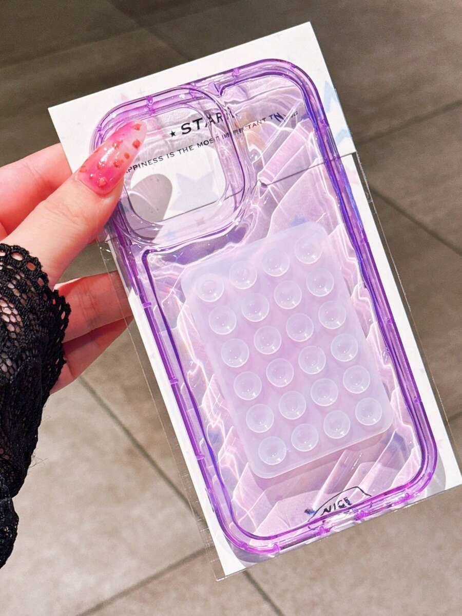 Silicone Suction Cup Style Shockproof Fashion 2pcs Purple Wavy Texture Rectangular Jelly Suction Cup Holder Phone Case Compatible With IPhone 16 Pro Max/16 Pro/16/15 Pro/15/14 Pro Max/14 Pro/14/13 Pro Max/13 Pro/13/12/11, XR Waterproof Anti-Fall Scratch Resistant Spring Gift Easter - Multicolor - View 1