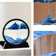 2025 New 1-Piece 3D Deep Sea Landscape Mobile Sand Painting - Flowing Blue Waves, Circular/Rectangular Frame, Plastic Desktop Decoration, Suitable For Home And Office Use, Relaxing Christmas Gift With Multiple Color Options - 紫色 - 查看 9