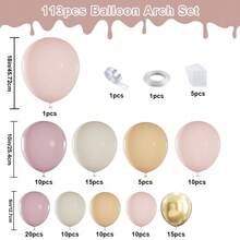 113 pezzi Set di palloncini in lattice colore rosa macaron, rosa crepuscolo, bianco sabbia, albicocca, adatto per compleanni, matrimoni, baby shower, lauree, anniversari, battesimi, estate, feste a tema, sfondi, decorazioni per la casa, San Valentino, Ognissanti, Natale, Ringraziamento