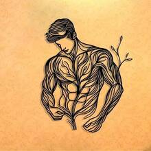 1pc Metal Wall Art, Line Drawing Floral Man, Abstract Art, Metal Sign. It Is Suitable For Home Decoration, Wall Decoration, And Room Decoration. Applicable In The Living Room, Bedroom, Dining Room.