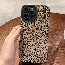 Funda para teléfono con 1 orificio pequeño, estampado de leopardo recto, dibujos animados, teléfono con ojos mate, material de TPU, cubierta protectora liviana anticaída, adecuada para 16/11/13/15/15 Plus/15 Pro/15 Pro/12/14 Pro/XS/XR/11 Pro/11 Pro/12 Pro/12 Pro/13 Pro/13 Pro/14 Pro/14 Plus//8 Plus Matte Eye - Textura de piel de leopardo negra 1902LB - Colores mixtos 1 - Ver 5